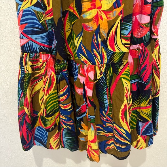 Aerie Tropical Floral Smocked Strapless Ruffle Midi Dress - Picture 8 of 10